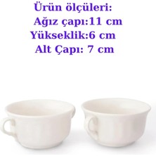 Güral Porselen Çift Kulplu Çorba Kasesi, 11 Cm, 2 Adet, Krem Beyaz