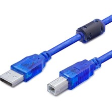 TKÇ 1.5m Ölçülü USB Prınter Kablosu Mavi Transparent