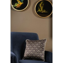 Asdiva Lüks Kadife 43X43 cm Kırlent Kılıfı Dekoratif Yumuşak Salon Koltuk Avangart Biyeli Siya