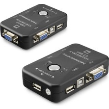 TKÇ VGA USB Kvm Switch 2 In 1 Out + 2 Port USB Console + 2 Port USB Pc (Klavye/mouse + Yazıcı) Siyah