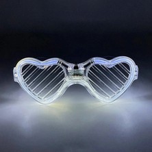Hace Bazaar Beyaz LED Işıklı Kalp Gözlük – 3 Modlu Parti & Glow Gözlüğü