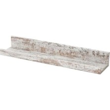 Duvar Rafı, Çam Eskitme Görünümlü Beyaz Renk, 55 Cm, Çerçeve-Dekorasyon Rafı