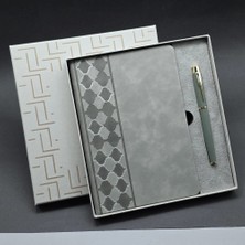 TKÇ Kalem Seti Kutulu Gri Defter ve Metal