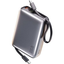 20.000 Mah 22,5W/PD Hızlı Şarj Kendinden Kablolu ve Şarj Göstergeli Taşınabilir Powerbank, 06