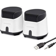 TKÇ Hoparlör Masaüstü 1+1 USB + 3.5mm Beyaz HD6024W