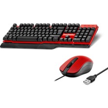 TKÇ Ofis Kullanımına Uygun Klavye ve Mouse Seti Kırmızı Siyah HD861K