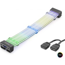 TKÇ 2 mm Ölçülü 2x8 Pin Argb Pcie Gpu Güç Uzatma Kablosu Bükülebilir 108 LED Siyah ND2813B