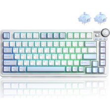 Aula AU75 3 Modlu Rgb Hot Swap Mekanik Tkl Star Vector Switch Kablosuz Makrolu Klavye Buz Mavisi