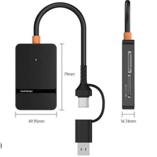 TKÇ Type C + USB 8 In 1 Card Reader 5gbps