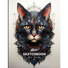 Kazan Hobi Meow Sketchbook: Cat Face 120 Pages Unlined Drawing Notebook, 8.5X11 Large Sketch Book For Doodling Or Sketching Journal