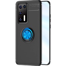 Uravas Store Huawei P40 Kılıf Range Yüzüklü Silikon - Siyah-Mavi