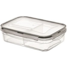 TKÇ Kabı 3 Bölmeli 1 Litre Kilitli Kapaklı Erzak Saklama