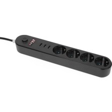 Kazan Hobi Ultratekno Akım Korumalı 4'lü Priz 3 Port USB Çoklu Grup Priz 2 Metre Kablo 10A - Siyah