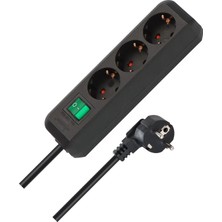 Kazan Hobi Brennenstuhl Eco-Line 3'lü Priz (Çocuk Emniyetli Priz, Şalter ve 5 M Kablo), Siyah, 1152900, 230