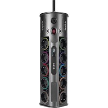 Kazan Hobi S-Link PRZ01 Prizhive 3 Metre 1860 Joule 1.5mm 1 USB 1 Typec 2.1A/5V 16A 250V 3680W 10LU Akım Korumalı Priz