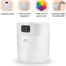 Kazan Hobi Bebebao Pufi 5lt Ultrasonik 7 Renkli Buhar Makinesi Hava Oda Ortam Nemlendirici Dokunmatik Panel Aromatik Yağ Hazneli