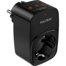 Kazan Hobi Akım Korumalı Priz, Tekli Priz, Usb’li Priz ve Type-C Priz, Priz Çoklayıcı, Voltaj Korumalı Priz, 16A 3680W Duvar Tipi (Siyah)