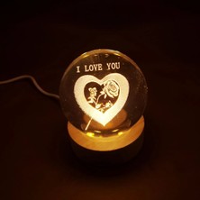 TKÇ Cam Küre I Love You Işıklı