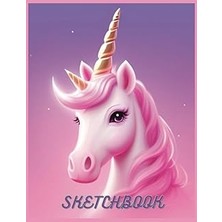 Kazan Hobi Sketchbook: Cute Unicorn On Pink Background, Large Blank Sketchbook For Girls, 120 Pages, 8.5" x 11", For Drawing, Sketching & Crayon Coloring (Kids Drawing Books)
