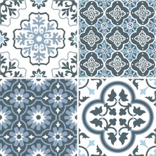 Kazan Hobi Floorpops Wallpops FP2951 Leyton Peel & Stick Floor Tiles Yer Karosu, Mavi