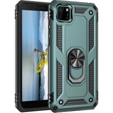 Uravas Store Huawei Y5P Kılıf Sofya Yüzüklü Silikon Kapak - Yeşil