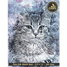 Kazan Hobi Meow Covers Plain Kids Sketch Book - 8.5 x 11 - 100 Sites: Notebook With Empty Paper - Perfect Colouring Book, Drawing, Painting Book For Children, Kids Or Students