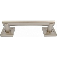 Kazan Hobi Kare Rozetli Çekme Kol 20 cm Saten Renk Metal Gövde Şık Modern Dayanıklı Kapak ve Dolap Kulpu