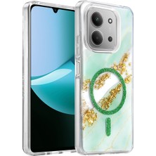 TeknoKapsül Onegif Xiaomi Redmi 15C 4g Lotus Simli Magsafe Kapak - Yeşil