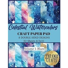 Kazan Hobi Independently Published Celestıal Watercolor Craft Paper Pad: Volume I Blues, Craft Paper Pad Sheets For Scrapbookıng, Decoupage, Collage And Other Craft Projects (Watercolor Craft Paper Pads)
