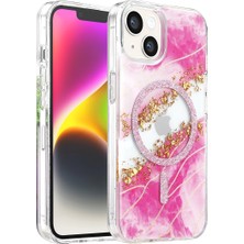 TeknoKapsül Onegif Iphone 15 Lotus Simli Magsafe Kapak - Pembe