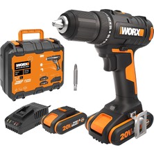 Kazan Hobi Worx WX108 Akülü Matkap 20 V – Delme ve Vidalama Için Çok Yönlü Tornavida – Iki Kademeli Devir Sayısı Aralığı ve 20+1 Tork Ayarı 45 Nm'ye Kadar – 2 x 2 Ah Akü ve Şarj Cihazı Dahil