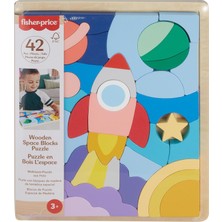 Kazan Hobi Fisher-Price 3 Yaş ve Üzeri Çocuklar Için Üst Üste Dizip Sıralayabilecekleri 42 Ahşap Parçadan Oluşan Uzay Temalı Ahşap Yapboz Blokları, HXY42