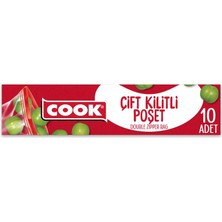Kazan Hobi Cook Çift Kilitli Buzdolabı Poşeti, Küçük Boy, 19 x 25 Cm, 10 Yaprak, Zip Kilit