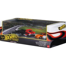 Kazan Hobi Hot Wheels Koleksiyoncular Seti Sergilenmeye Uygun Setler, 3 Adet 1:64 Ölçekli Araba ve 1 Adet 1:64 Ölçekli Team Transport Araç, Metal/metal Şasi ve Real Riders Tekerlekler, JBM05