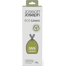 Kazan Hobi Joseph Joseph Iw6 Öko Eco Çöp Torbası, Geri Dönüştürülmüş Plastik, Ipli Mutfak Atık Torbası, Ekstra Güçlü, 20 Adet, 30 Litre Hacim, Gri
