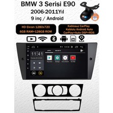 SBAID Bmw 3 Serisi E90 2006-2011 Uyumlu Navigasyon Multimedya 9 Inç Ekran 6gb Ram 128GB Hafıza Kablosuz Carplay Android Auto