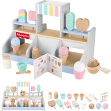 Kazan Hobi Fisher-Price Ahşap Dondurma Dükkanı Okul Öncesi Çağdaki Çocuklar Için 18 Ahşap Parçadan Oluşan Fisher-Price Ahşap Dondurma Dükkanı Seti HXV21