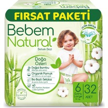 Kazan Hobi Bebem Natural 6 Beden Xlarge Fırsat Paketi Bebek Bezi (1 x 32 Adet)