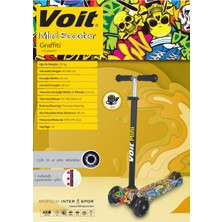 Kazan Hobi Voit Işıklı Tekerlekli Scooter 5 Yaş Üzeri, Zil ve Grafiti Tasarım (Kırmızı)