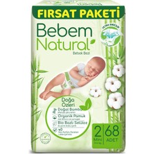 Kazan Hobi Bebem Natural Bebek Bezi Mini 2 Beden Fırsat Paketi 68 Adet