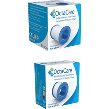 Kazan Hobi Bybars Octacare Şeffaf Polietilen Tıbbi Flaster - 5m x 5 cm 2,5 cm x 5 Mtr 2 Li Set