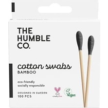 Kazan Hobi The Humble Co. - Humble Brush Cotton Swabs - Black, Bambu Kulak Çubuğu Siyah, Çevre Dostu Pamuklu Kulak Çubukları, Plastik Içermeyen Ambalaj, Doğal Renkli Pamuktan Kulak Çubukları