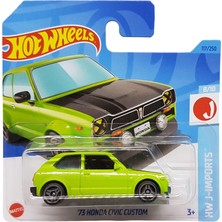 Kazan Hobi Hot Wheels - ´73 Honda Civic Custom - Hw J-Imports 8/10 - HKG40 - Short Card - Yeşil - Mattel 2023