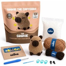 Kazan Hobi The Gookie Başlangıç Seviyesi Amigurumi Kapibara Örgü Seti, El Yapımı Tığ Işi Oyuncak, Kahverengi, Tam Set Malzemelerle