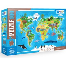 Kazan Hobi Blue Focus 100 Parça - Anımal World Map (Hayvan Dünya Haritası)