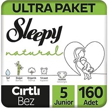 Kazan Hobi Sleepy Natural Ultra Paket Bebek Bezi 5 Numara Junior 160 Adet