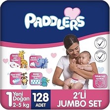 Kazan Hobi Paddlers Yenidoğan Bebek Bezi 1 Numara (2-5 Kg) 128 Adet – 2’li Jumbo Set