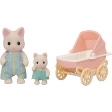 Kazan Hobi Sylvanian Families Epoch Çiçekli Kedi Baba ve Bebek Arabası Seti, Oyuncak