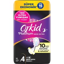 Kazan Hobi Orkid Platinum Hijyenik Ped Gece Ekstra (Boy 4) Süper Ekonomik Paket 16 Adet Ped