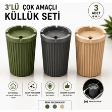 Poliwork 3'lü Kokusuz Küllük Seti Plastik Sigara Küllüğü Yanmaz Plastik Dekoratif Masa Küllüğü 3 Sigara Yuvalı Araba (oto) için uyumlu ev ofis balkon bahçe için uyumlu çok amaçlı küllük seti